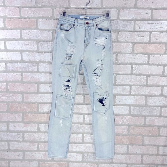 7 For All Mankind High Rise Distressed Ankle Skinny Jeans Size 24 - Picture 5 of 12